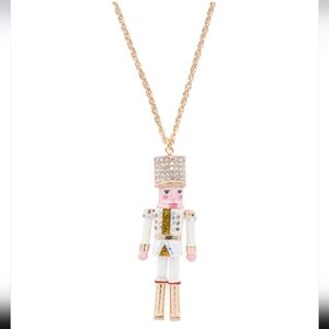 Betsey Johnson Gold, Silver, and White Nutcracker Pendant Necklace NWT